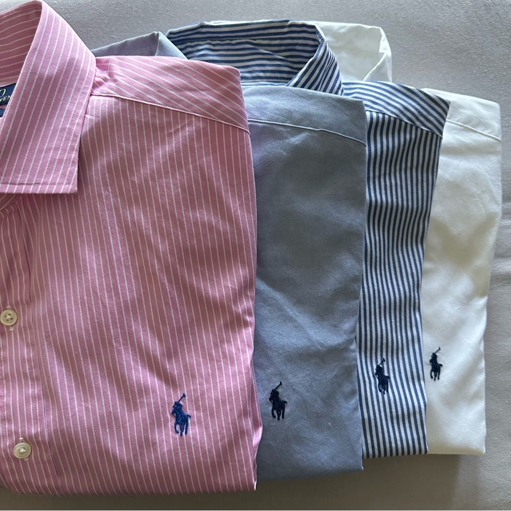 *Bundle* 4 Men's Classic Polo by Ralph Lauren long sleeved dress shirts